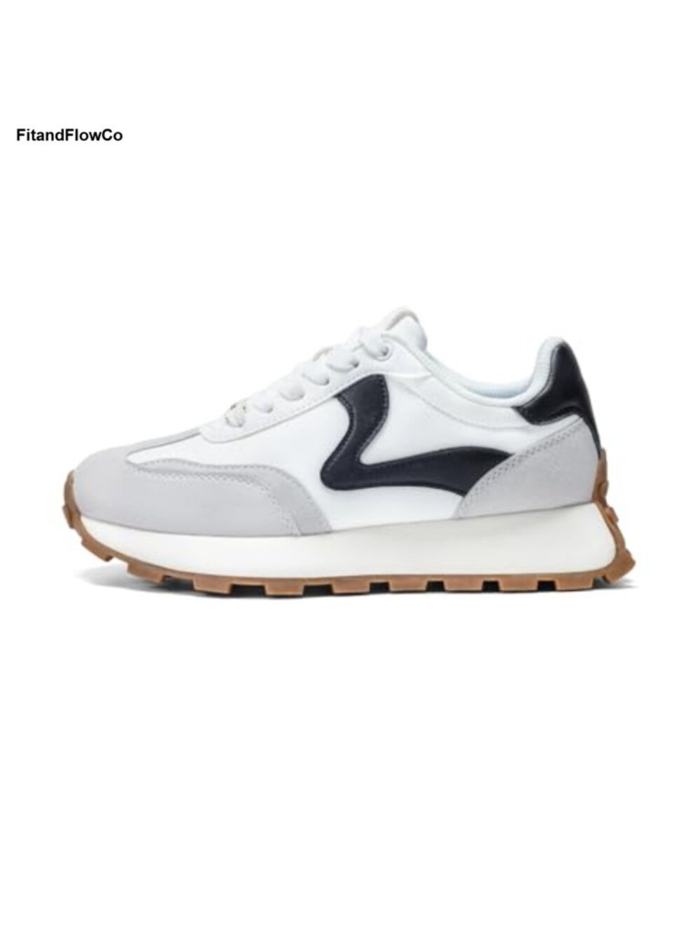 Platform Retro Tennis Sneakers Faux Leather Suede Lace-Up